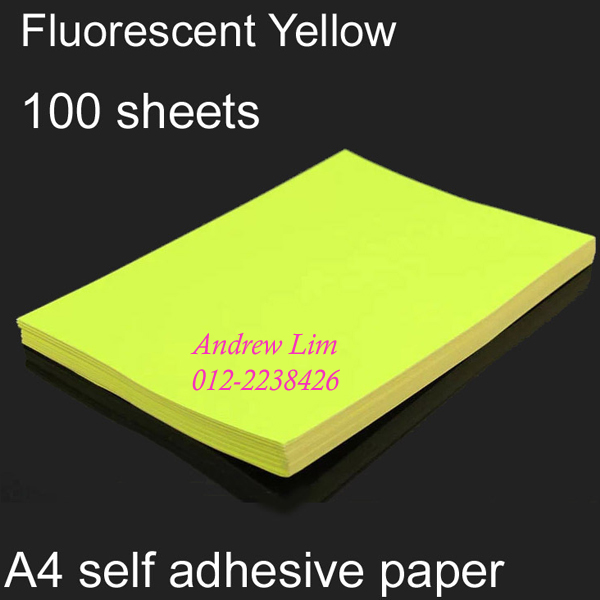 TOTAL HOME 20 PCS A4 SIZE FLUORESCENT YELLOW COLOUR SELF  ADHESIVE / STICKER LABELS SHEETS UNRULED A4 80 gsm Inkjet Paper - Inkjet  Paper