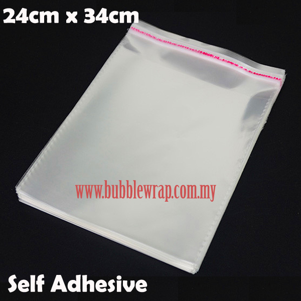 100pcs OPP Bag 24x34cm Self Adhesive Transparent Plastic Bag